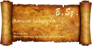 Barcza Szigfrid névjegykártya